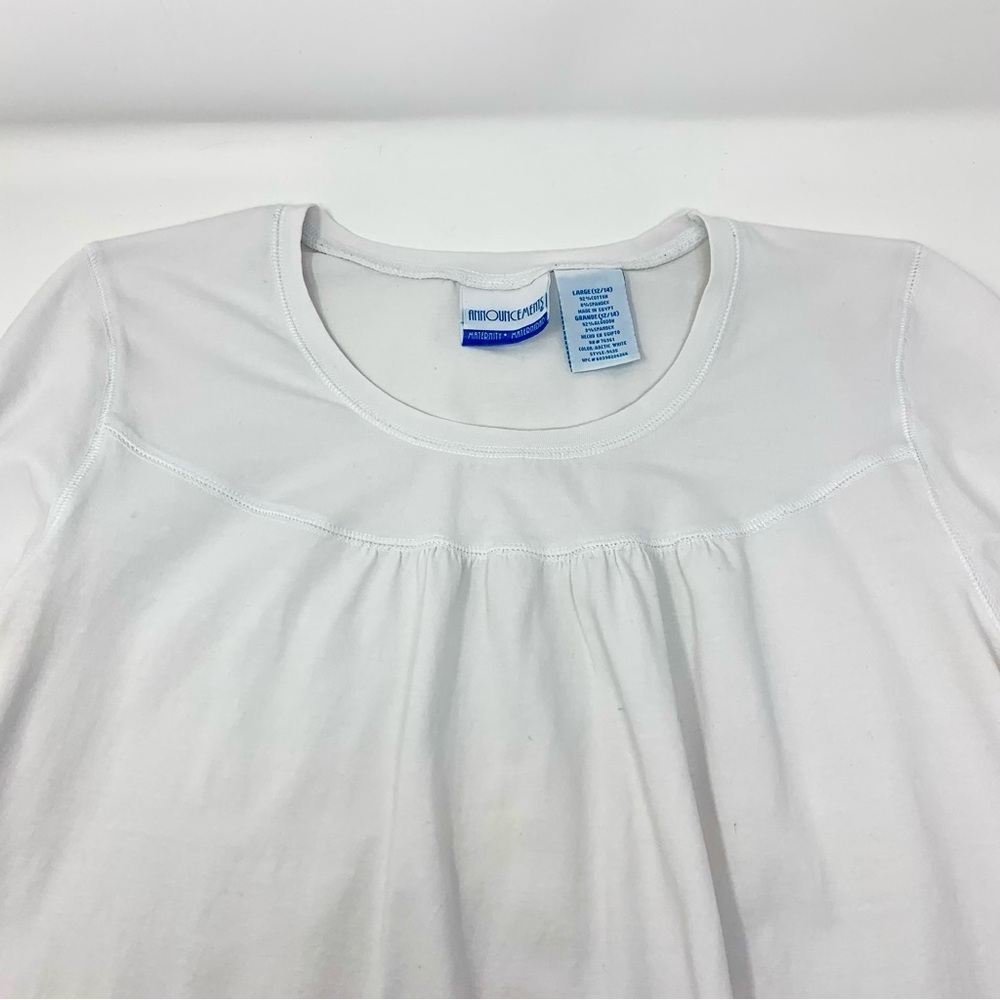 Announcements White Long Sleeve Top T-Shirt Women’s Maternity Blouse size L - Picture 3 of 6